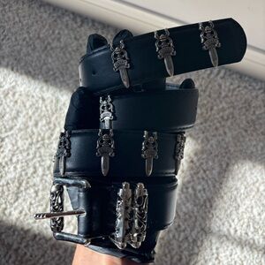 Chrome Hearts Black Belt with Silver Detailing